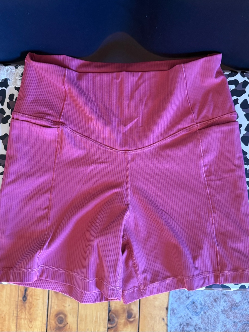 Avia pink Ribbed High-Waist Bike Shorts